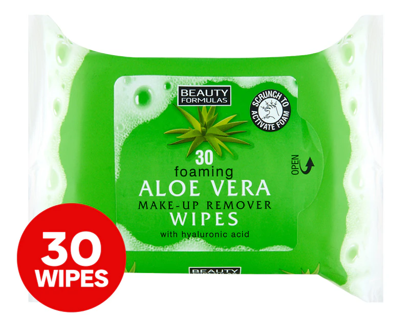 Beauty Formulas Foaming Aloe Vera Facial Wipes 30pk