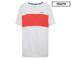 DKNY Youth Boys' Short Sleeve Big Chest Logo Tee / T-Shirt / Tshirt - Cherry Heather