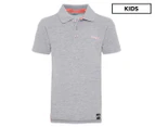 DKNY Boys' Solid Chest Logo Pique Polo Shirt - Medium Heather Grey