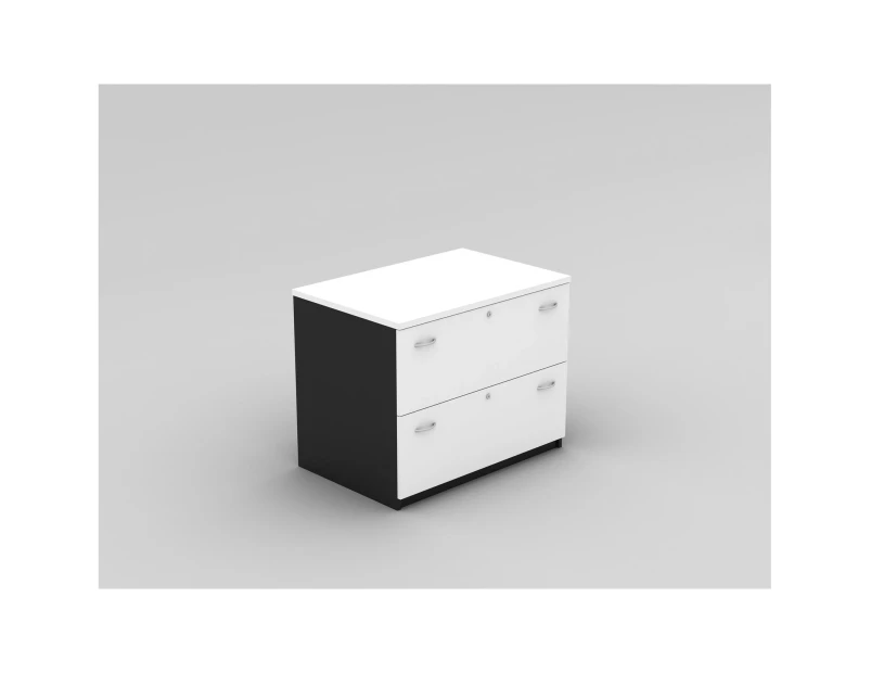 Om Lateral Filing Cabinet W900 X D600 X H720Mm White/ Charcoal