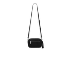 Mocha Chevron Box Leather Crossbody Bag - Black/Silver