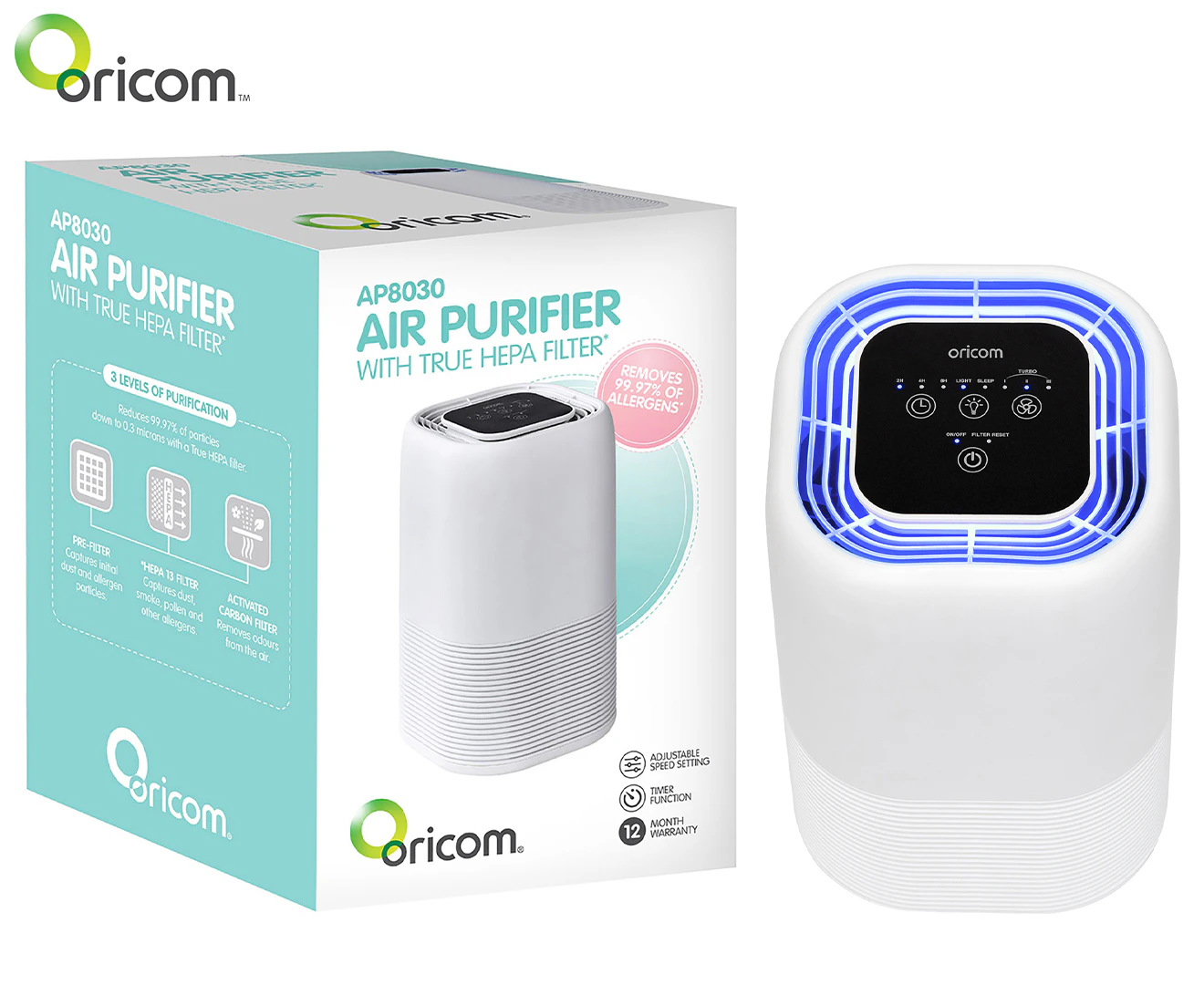 Oricom AP8030 Air Purifier w/ True HEPA-13 Filter