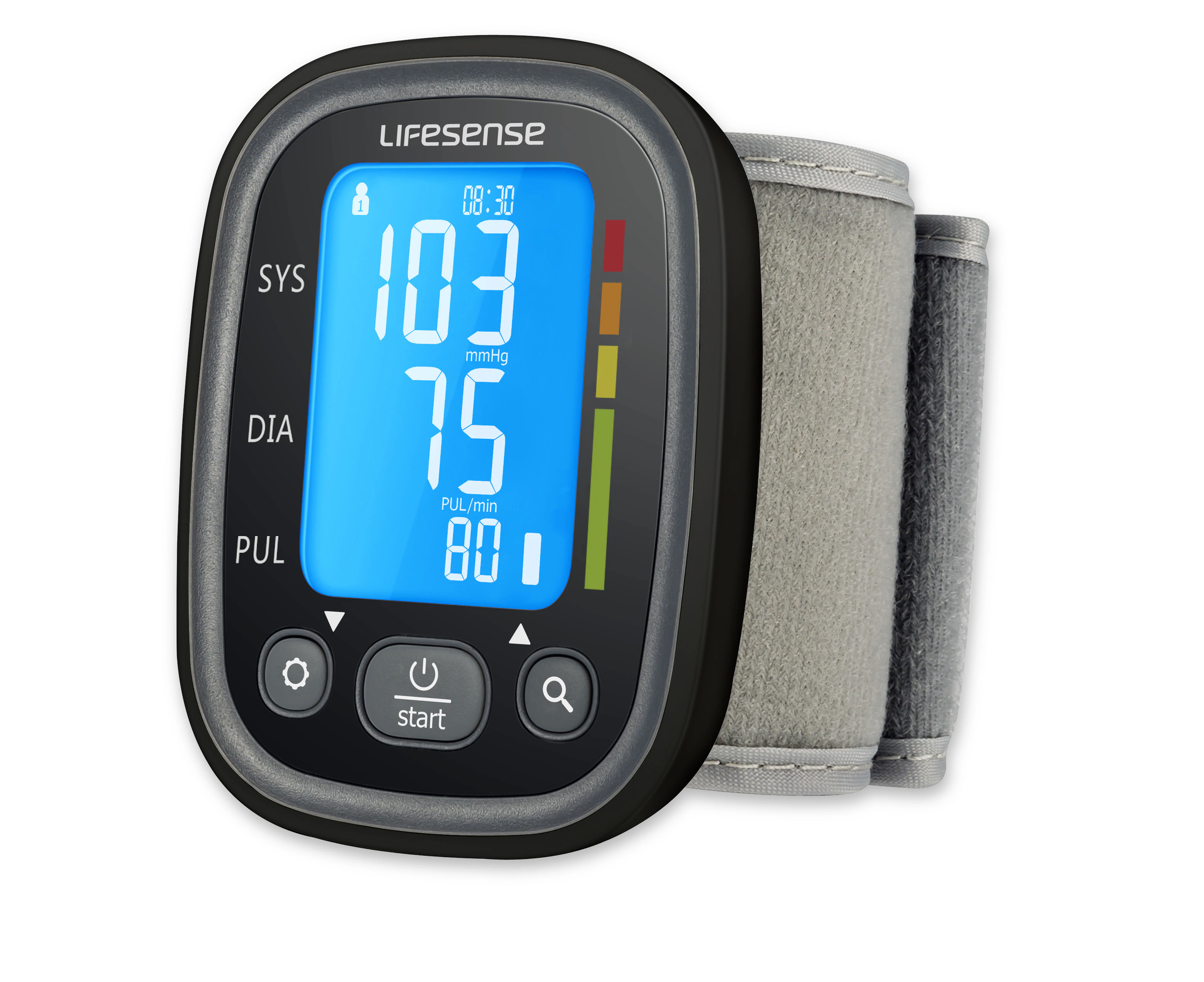 Lifesense Digital wrist blood pressure monitor pulse with blue backlight screen