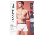 Lacoste Men's Iconic Cotton Stretch Boxer Briefs 3-Pack - Navy Blue/Silver Chine/Red