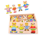 Wooden Little Bear Clothes Changing Dressing Matching Puzzle Game Montessori Toy