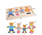 Wooden Little Bear Clothes Changing Dressing Matching Puzzle Game Montessori Toy
