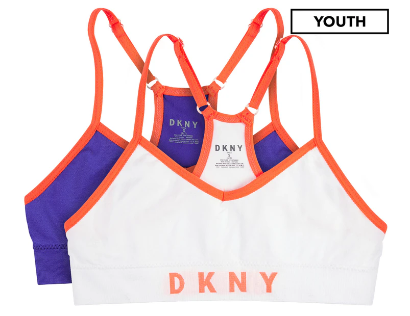 DKNY Girls' Seamless Racer Back Bralette 2-Pack - Aston/White