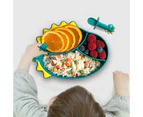 3pc - High Quality Silicone Dinosaur Divided Suction Plate Fork Spoon Set