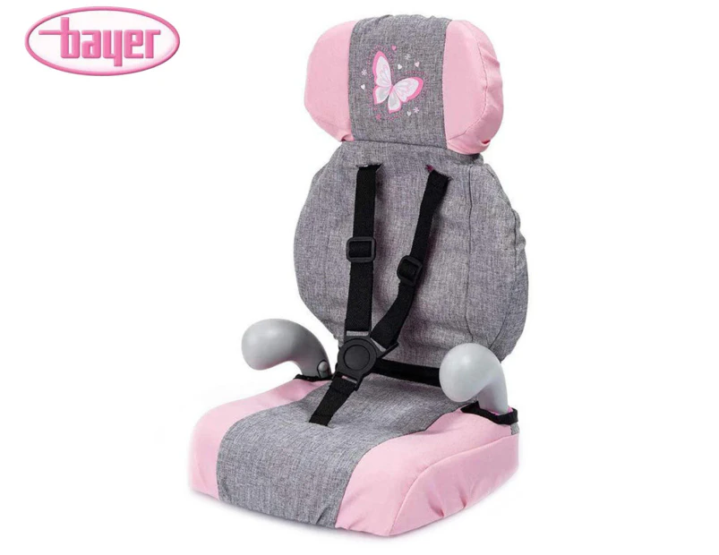 Bayer Deluxe Butterfly Travel Booster Seat For Dolls - Grey/Pink