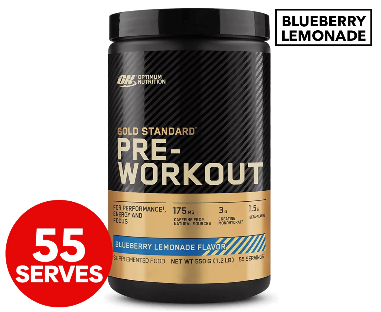 Optimum Nutrition Gold Standard Pre-Workout Blueberry Lemonade 600g / 55 Serves