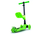 i-Glide Kids 3 Wheel Push Scooter with Seat - Light Up Wheels - Green - Green