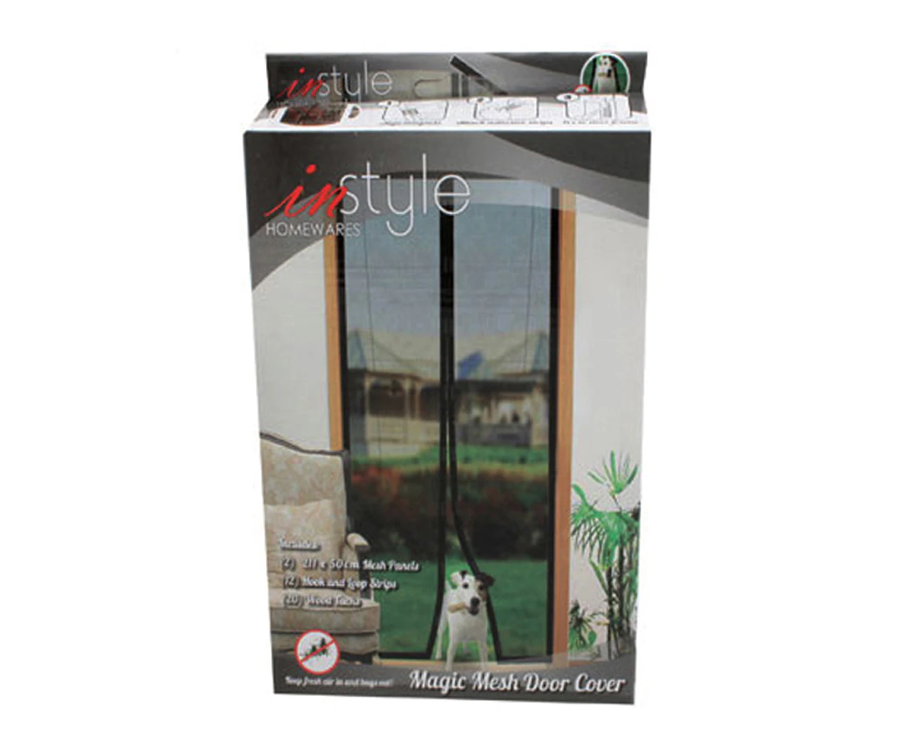 Yard Master Magic 211x100cm Mesh Magnetic Screen Door Mosquito Fly Net Black