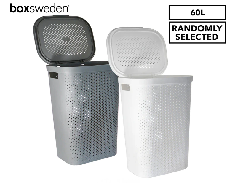 Boxsweden Hudson 60L Laundry Clothes Hamper Storage w/ Lid Assorted