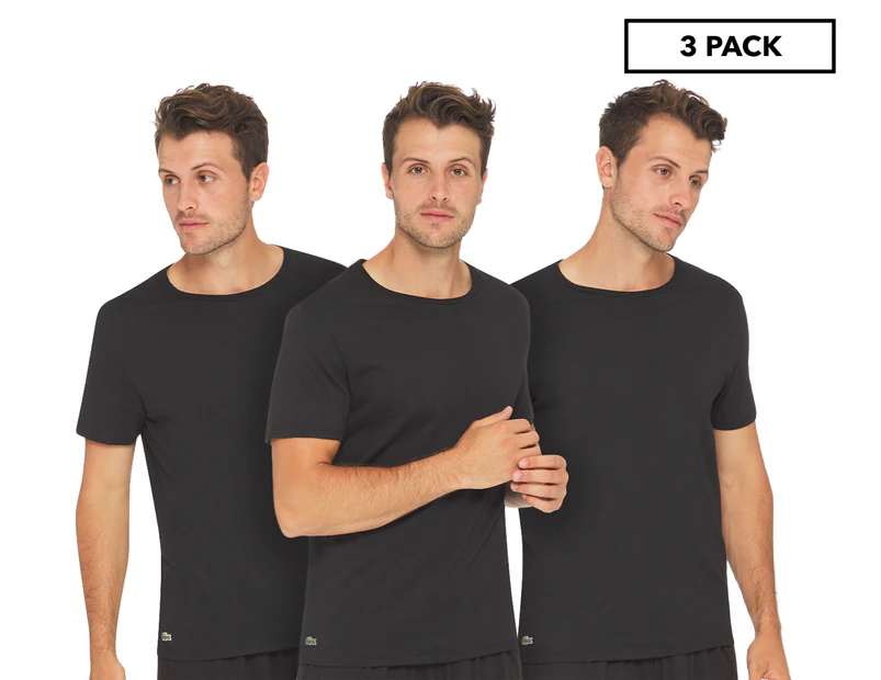 Lacoste Men's Essentials Cotton Crew Neck Tee / T-Shirt / Tshirt 3-Pack - Black