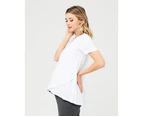 Short Sleeve Raw Edge Nursing Top White Womens Maternity Wear by Ripe Maternity