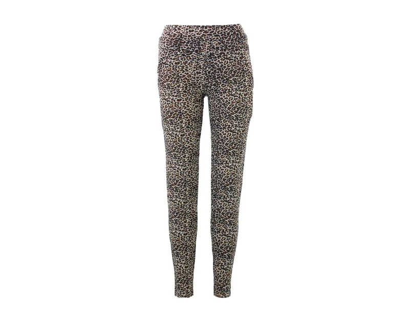 FIL Women's Stretch Winter Slim Thermal Thick Fleece Lined Leggings Pants with Pockets - Leopard Print B