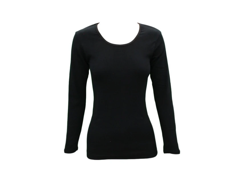 FIL Women's Cotton Long Sleeve Thermal Top Underwear - Women's Top - Black