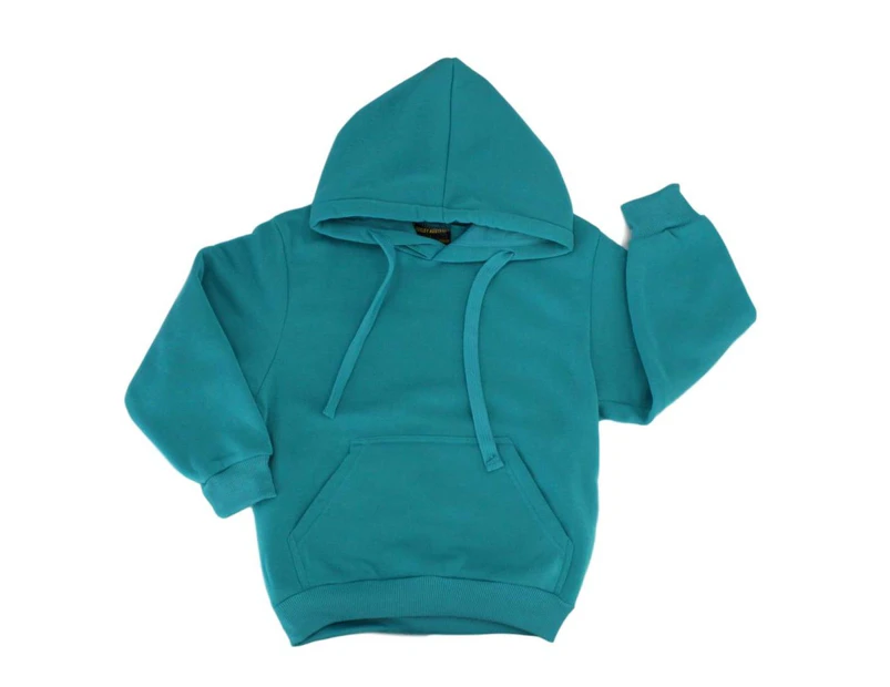 FIL Kids Hoodie Jumper Pullover Basic School Uniform Plain Casual Sweatshirt [Colour: Teal]