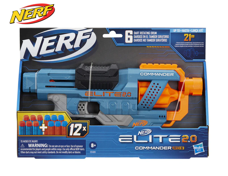 Nerf Elite 2.0 Commander RD-6 Slam-Fire Blaster Toy - Blue/Orange