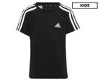Adidas Boys' Essentials 3-Stripe Tee / T-Shirt / Tshirt - Black/White
