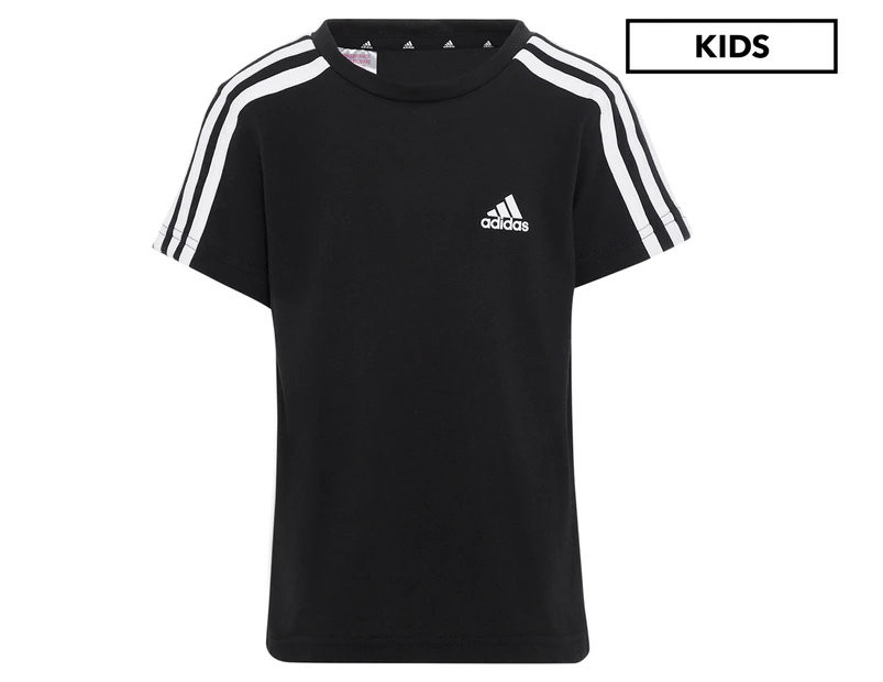 Adidas Boys' Essentials 3-Stripe Tee / T-Shirt / Tshirt - Black/White
