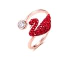 Swarovski Crystal Red Swan Earring/Ring/Bangle Rose Gold Set 4