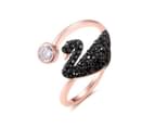 Swarovski Crystal Black Swan Necklace/ Bangle/Rings/Earrings Rose Gold Set 5