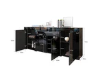 Sideboard Buffet Cabinet Table 4 Doors 1 Drawer High Gloss Front Storage Cupboard Black