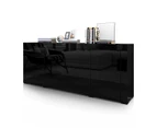 Sideboard Buffet Cabinet Table 4 Doors 1 Drawer High Gloss Front Storage Cupboard Black