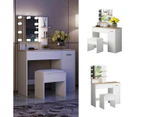 White Dressing Table Dresser Makeup Vanity Table Stool Set with Mirror & LED Lights