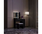 Black Dressing Table Dresser Makeup Vanity Table Stool Set with Mirror & LED Lights