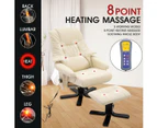 Full Body Massage Recliner Chair 8 Point Heated Office Chair Beige