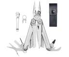 Leatherman Wave + Plus Stainless Multitool + Leather Sheath + Pocket Clip & Lanyard Ring