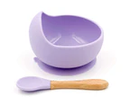 Silicone Suction Baby Bowl and Spoon Set - Lilac