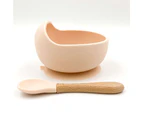 Silicone Suction Baby Bowl and Spoon Set - Peach