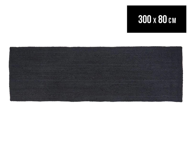 Rug Culture Bondi Jute Bohemian Runner Rug - Black