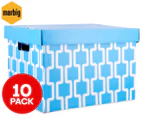 10 x Marbig Patterned Stackable Archive Boxes - Blue/White