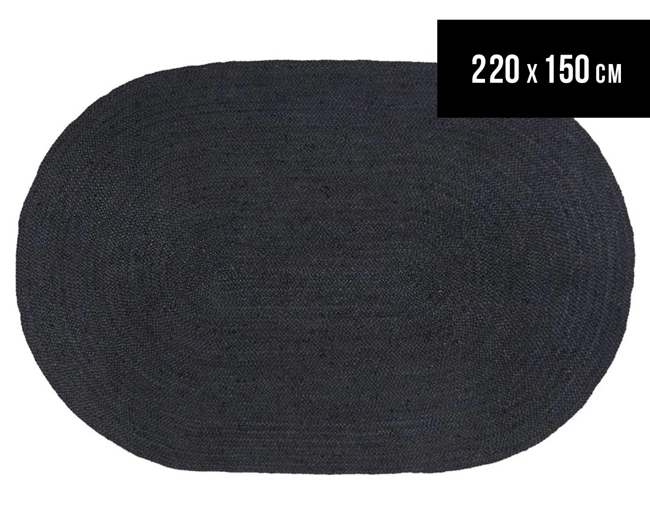 Rug Culture Bondi Jute Bohemian Oval Rug - Black