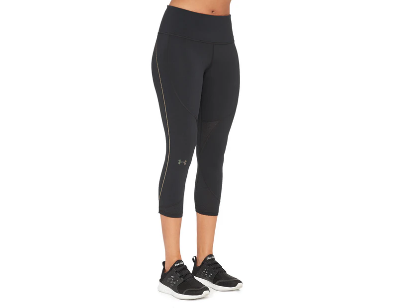 Under Armour Women's Rush Side Piping Crop Leggings / Tights - Black