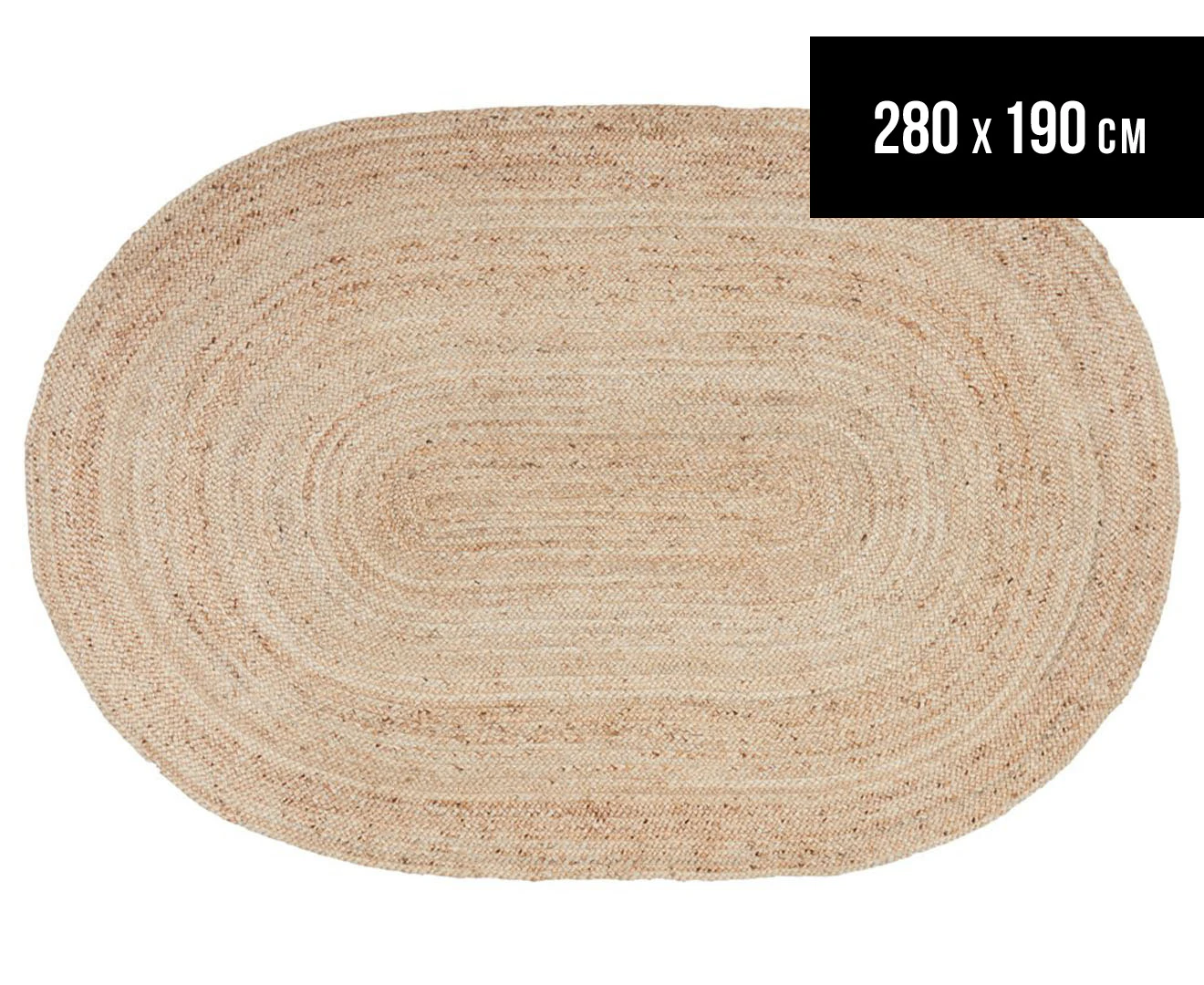 Rug Culture 280x190cm Bondi Jute Bohemian Oval Rug - Natural