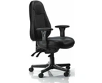 Persona Chair With Arms, Black Leather Seat