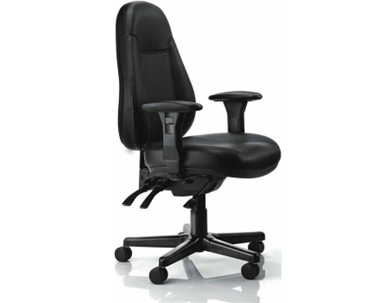 Persona Chair With Arms, Black Leather Seat
