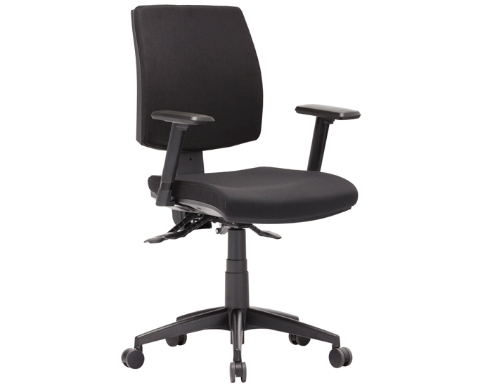 CLICK Low Back WITH HEIGHT ADJUSTABLE ARMS Task Chair METRO BLACK FABRIC