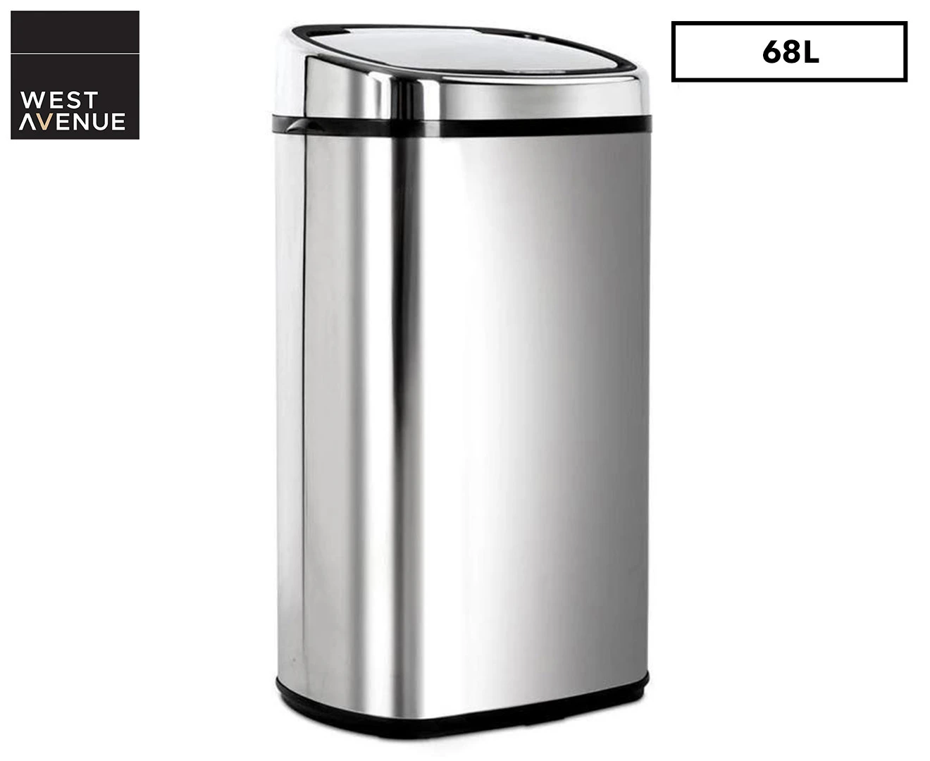 West Avenue 68L Stainless Steel Motion Sensor Rubbish Bin