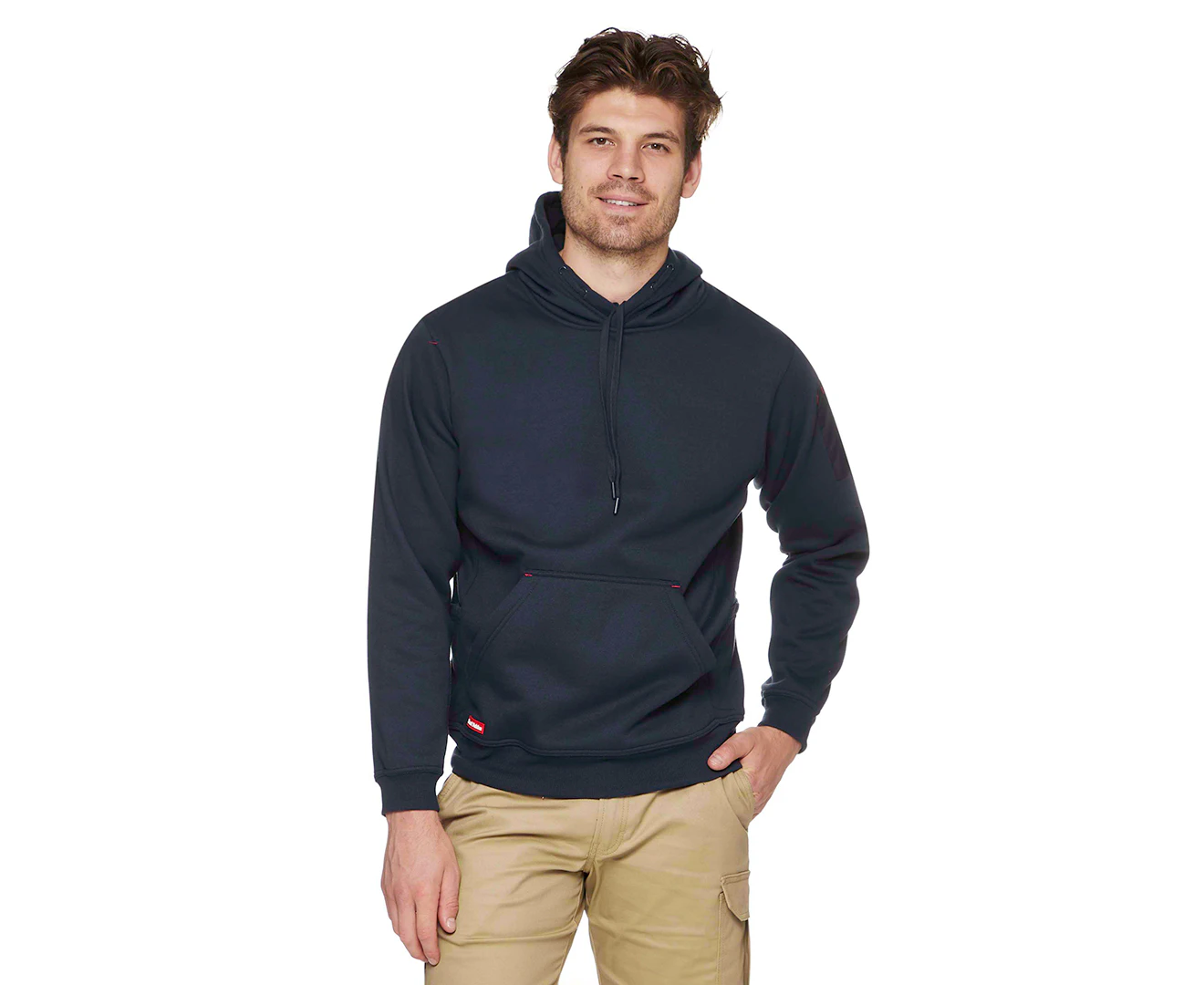 Hard Yakka Men's Brushed Fleece Hoodie - Navy/Red