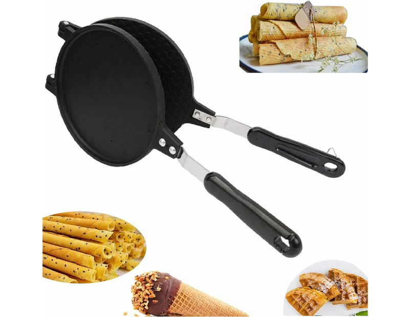 18cm Non-Stick Cast Aluminium Waffle Maker Snacks Pancake Cake Breakfast Making