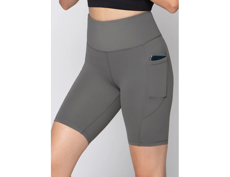 LaSculpte Women’s Tummy Control Bike Shorts with Phone Pockets - Viridian Green