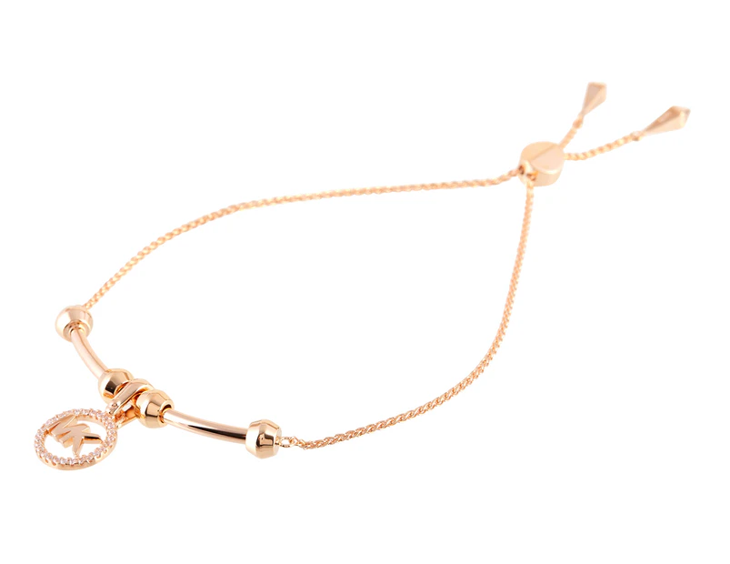 Michael Kors Logo Charm Slider Bracelet - Rose Gold