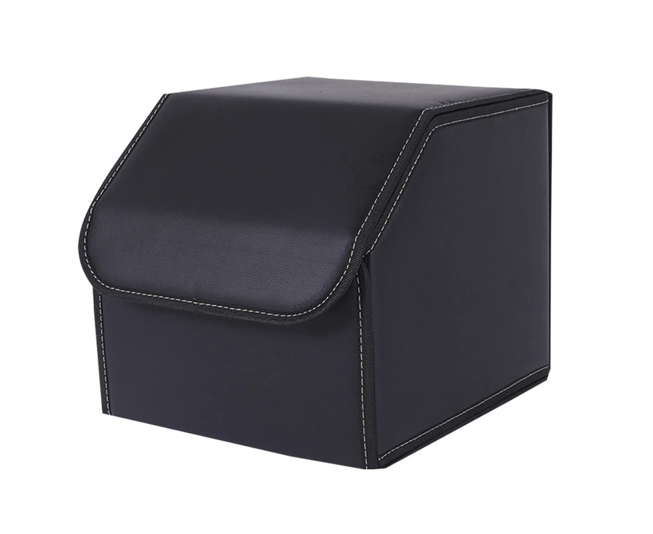 SOGA Leather Car Boot Collapsible Foldable Trunk Cargo Organizer Portable Storage Box Black Small