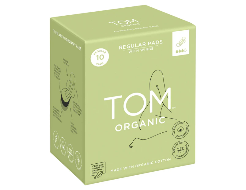 Tom Organic Regular Pads With Wings 10